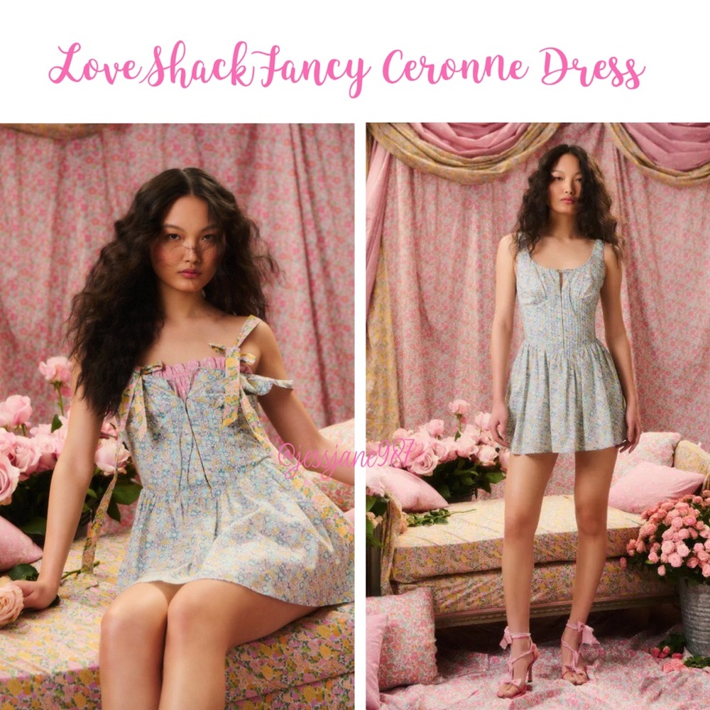 LoveShackFancy X Liberty Ceronne Blue Floral Print Dress
